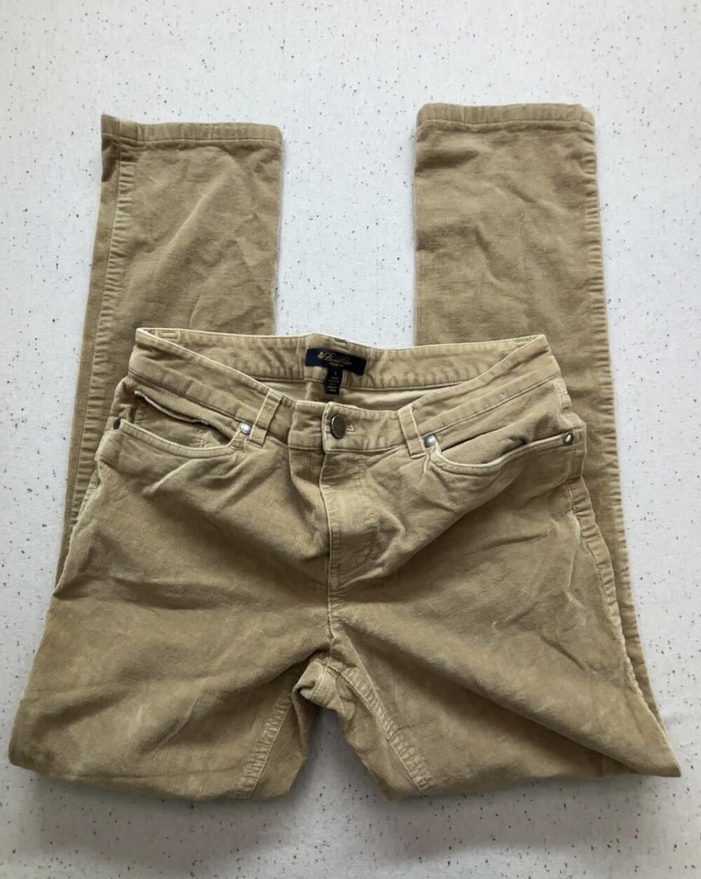Brooks Brothers Natalie Fit Corduroy Pants 8 Tan Beige Italian Fabric Stretch